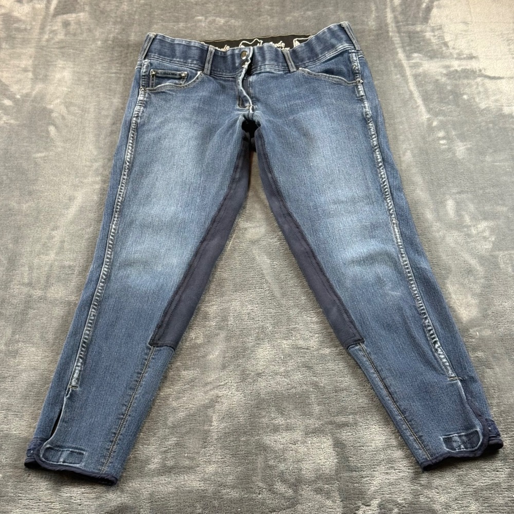 Goode Rider Womens Denim Full Seat Equestrian Riding Breeches Blue 32R